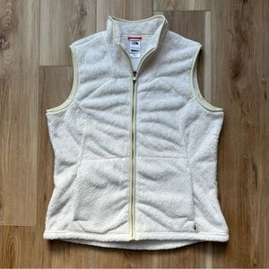 The North Face Fuzzy White Cream Zip Up Winter Vest